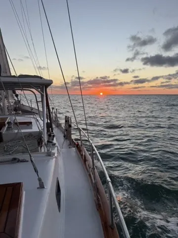 Sunset view from the deck of SV Cay Michele
